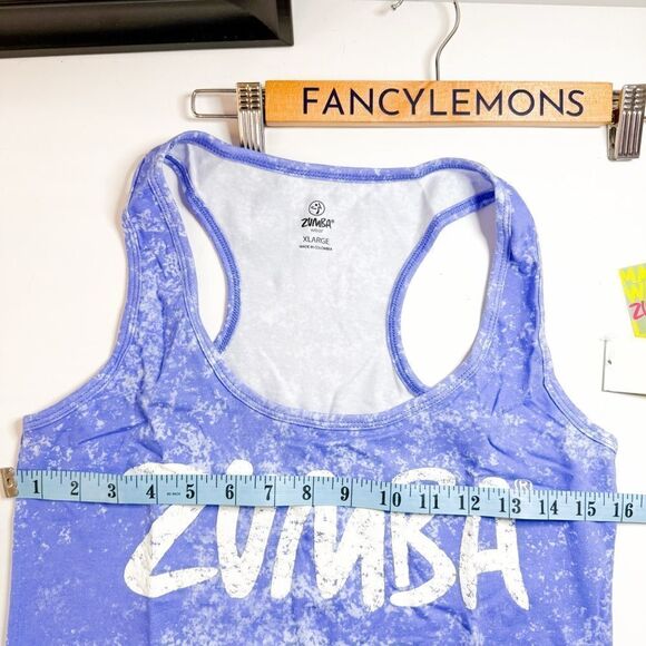 Zumba Women's Cloud Nine Racerback Tank Orbit Blue - Light & Fun Activewear! XL - Picture 5 of 5